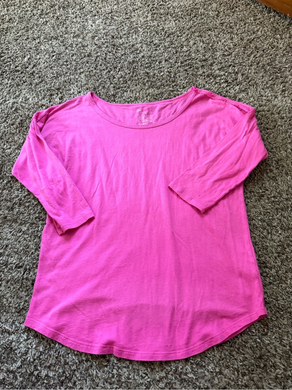 GAP Women's Bright Pink Scoop Neck Long Sleeve Tee